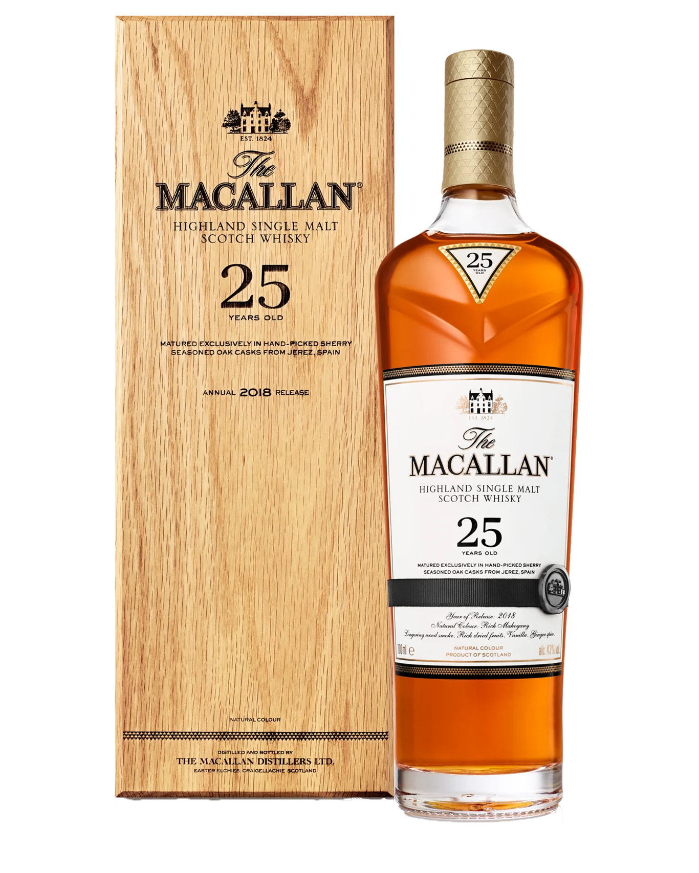 The Macallan Sherry Oak 25 Years Old Single Malt Scotch Whisky 700mL