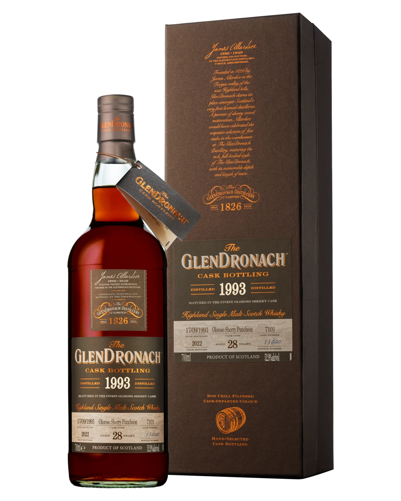Glendronach 28YO 1993 Cask 7101 Single Malt Scotch Whisky 700mL