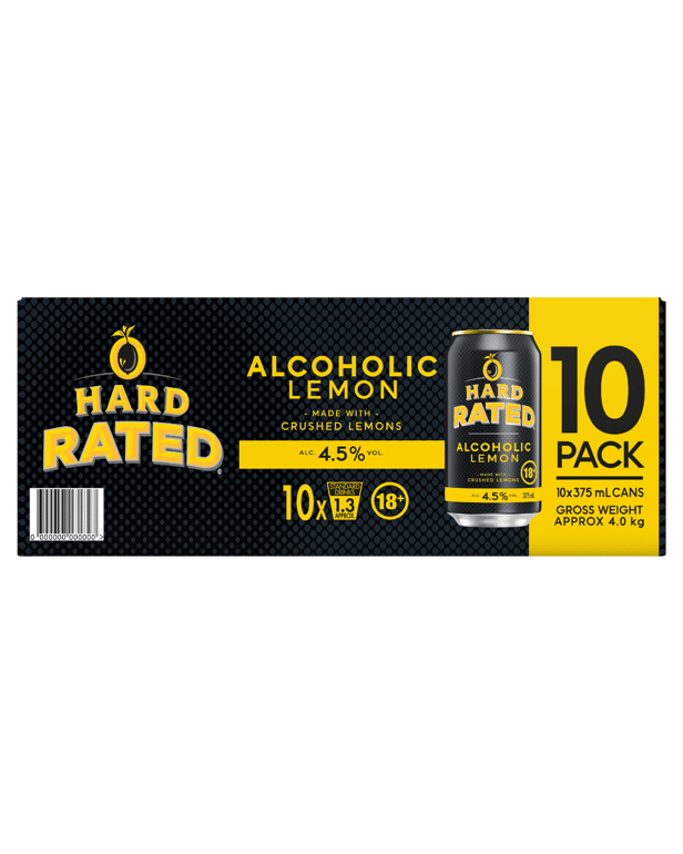 Hard Rated Alcoholic Lemon 10 × 375mL cans