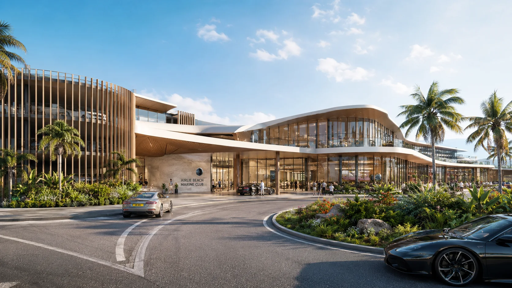 Architectural artist impression of the future Airlie Beach Yacht Club arrival